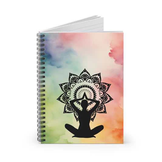 Rainbow Watercolor Yoga Spiral Notebook - Ruled Line
