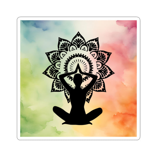 Rainbow Watercolor Yoga Mandala Kiss-Cut Stickers