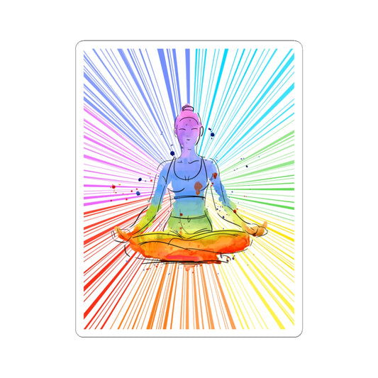 Rainbow Burst Yoga Meditation Kiss-Cut Stickers