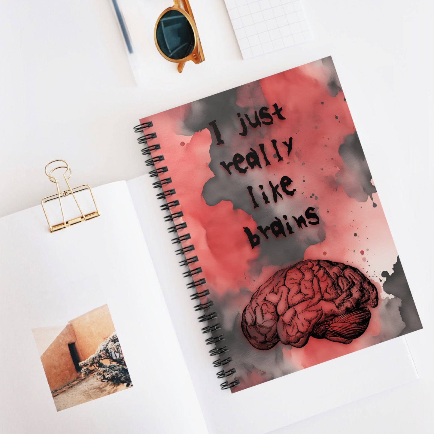 I Just Really Like Brains Zombie Spiral Notebook - Ruled Line