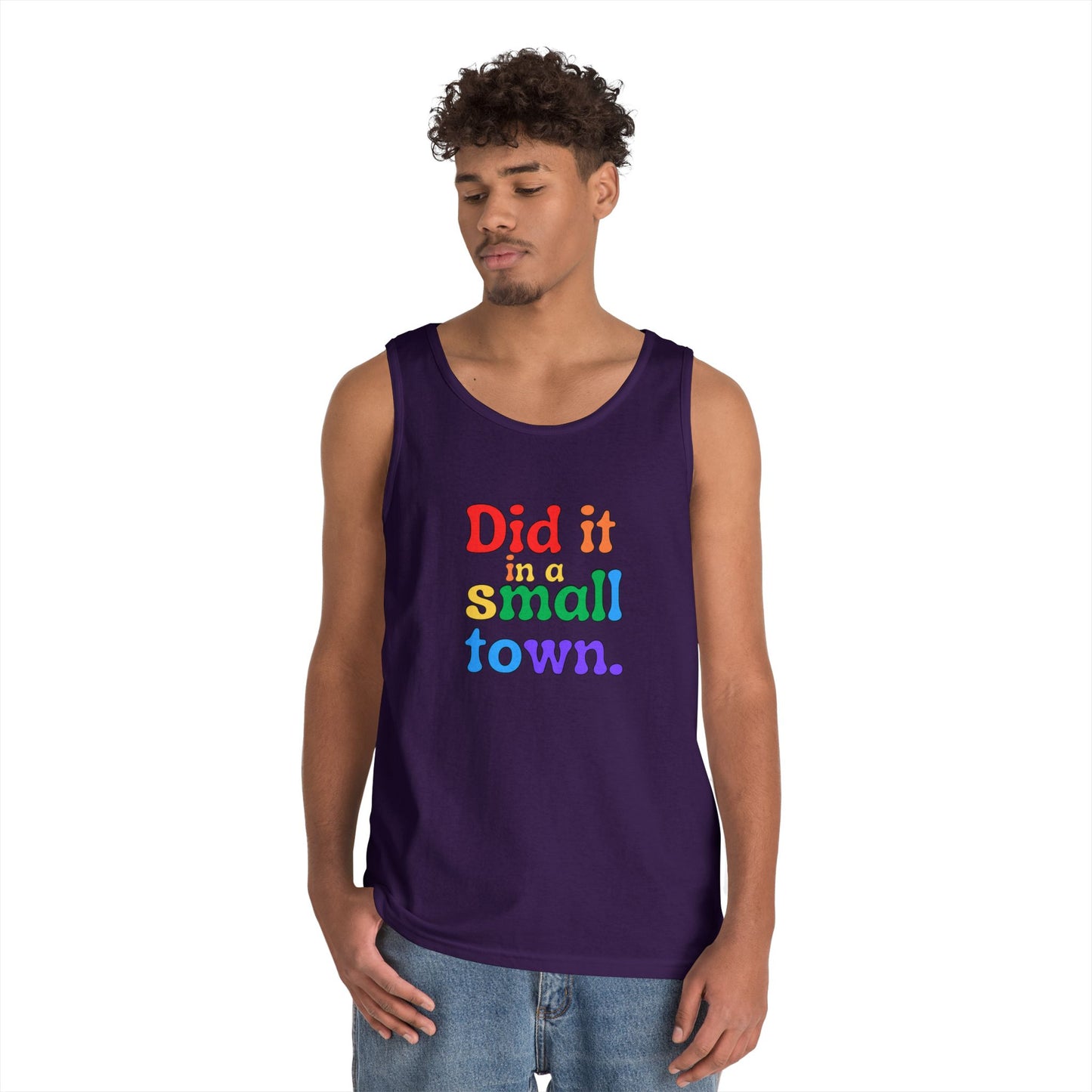 Rainbow Did It In A Small Town Unisex Heavy Cotton Tank Top