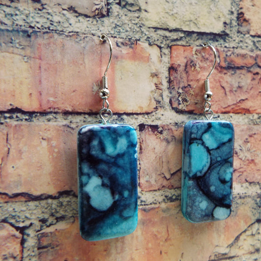 Mini Domino Alcohol Ink Earrings