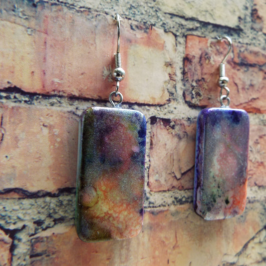 Mini Domino Alcohol Ink Earrings