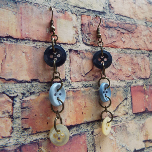 Vintage Button Ombre Handmade Earrings