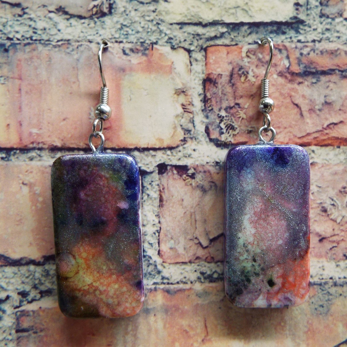 Mini Domino Alcohol Ink Earrings