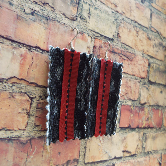 Upcycled Denim & Lace Handmade Earrings