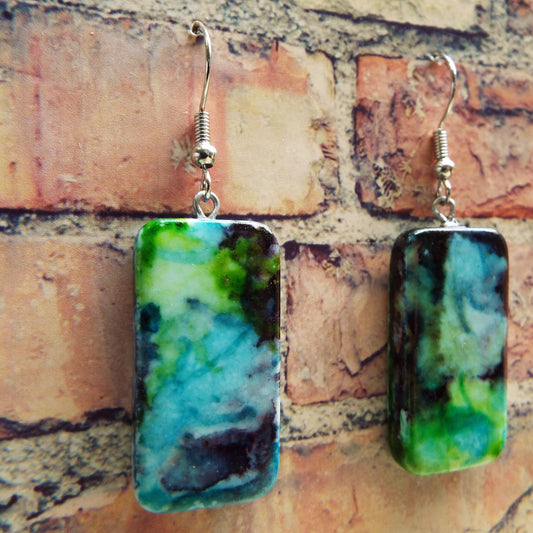 Mini Domino Alcohol Ink Earrings