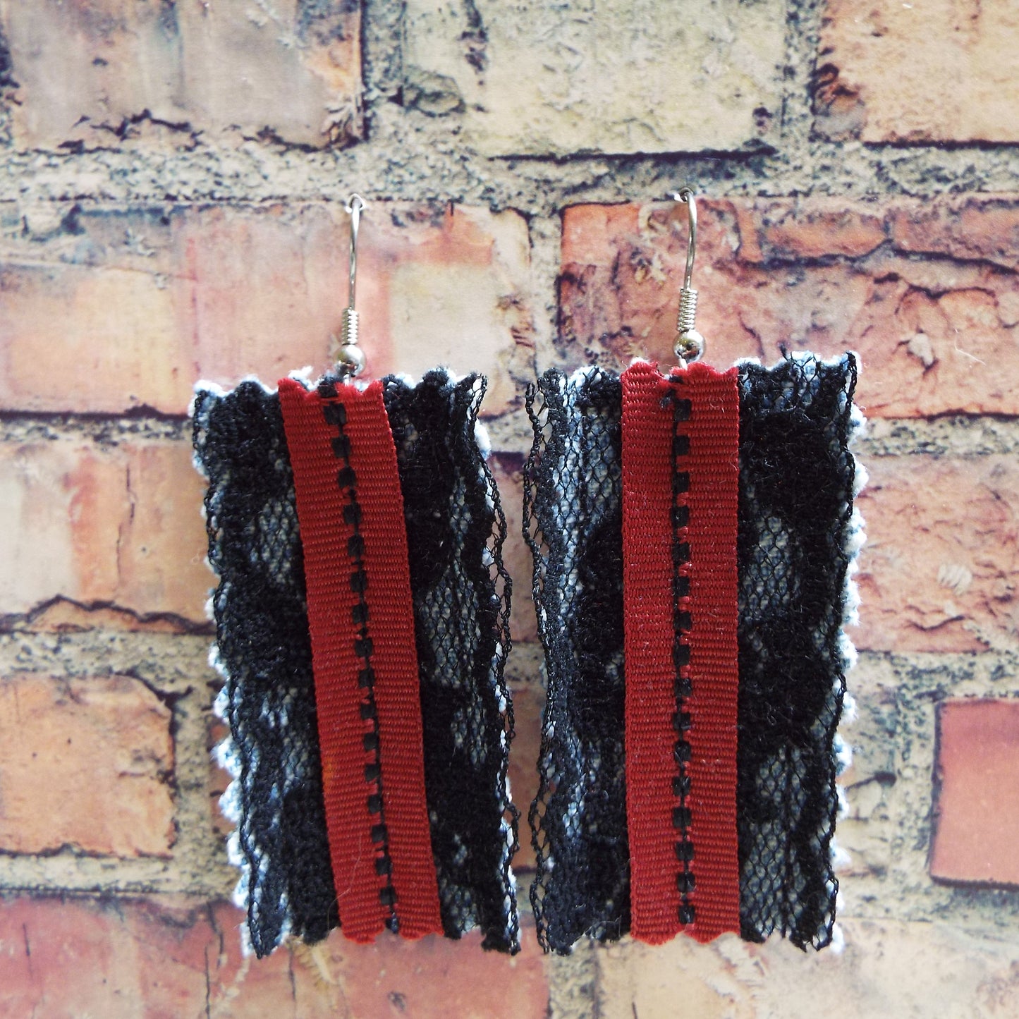 Upcycled Denim & Lace Handmade Earrings