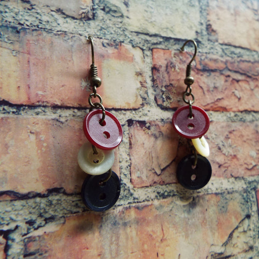 Red, White, and Blue Vintage Button Handmade Earrings