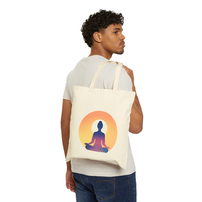Yoga Sun Meditation Cotton Canvas Tote Bag