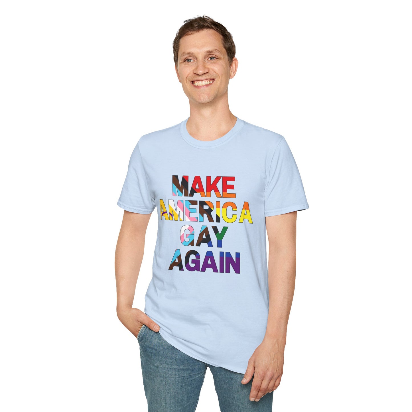 MAGA Make America Gay Again Pride Unisex Softstyle T-Shirt