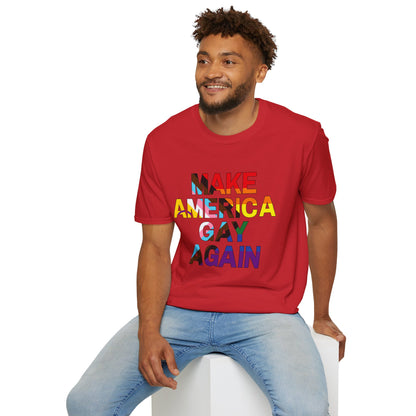 MAGA Make America Gay Again Pride Unisex Softstyle T-Shirt