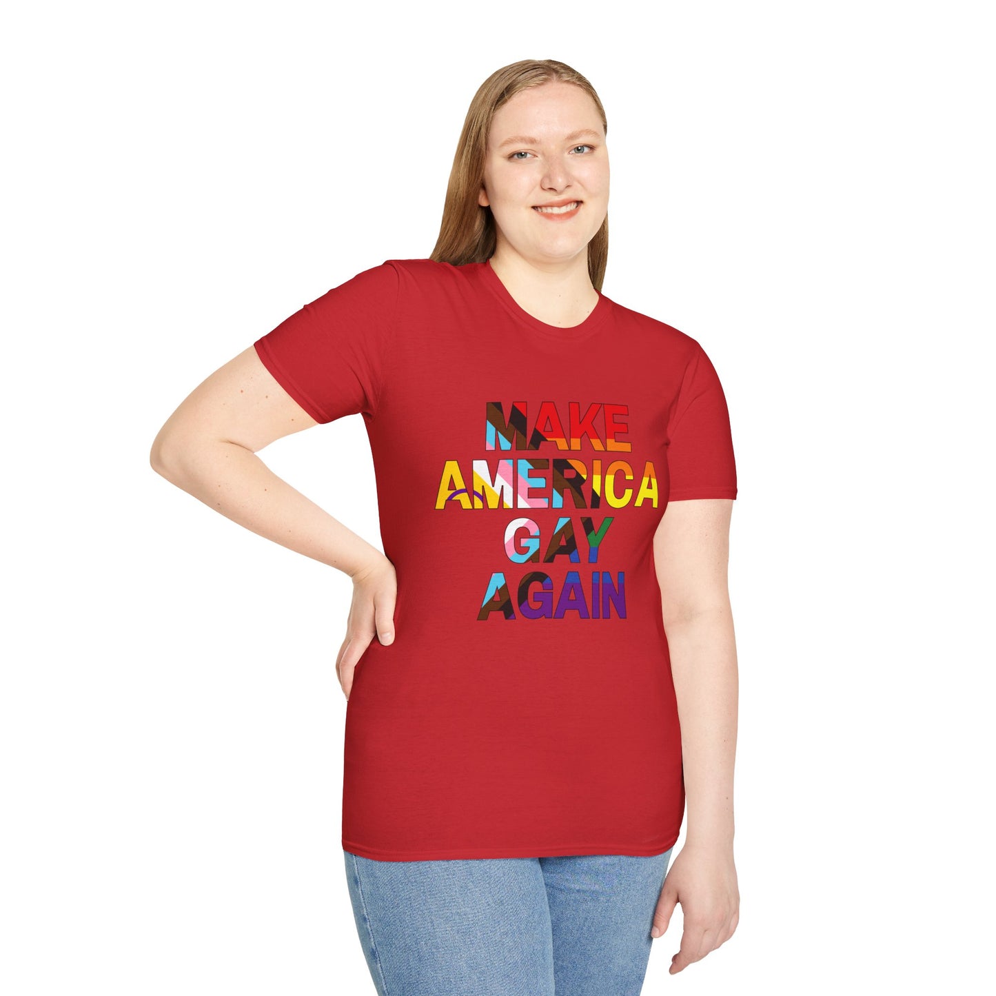 MAGA Make America Gay Again Pride Unisex Softstyle T-Shirt