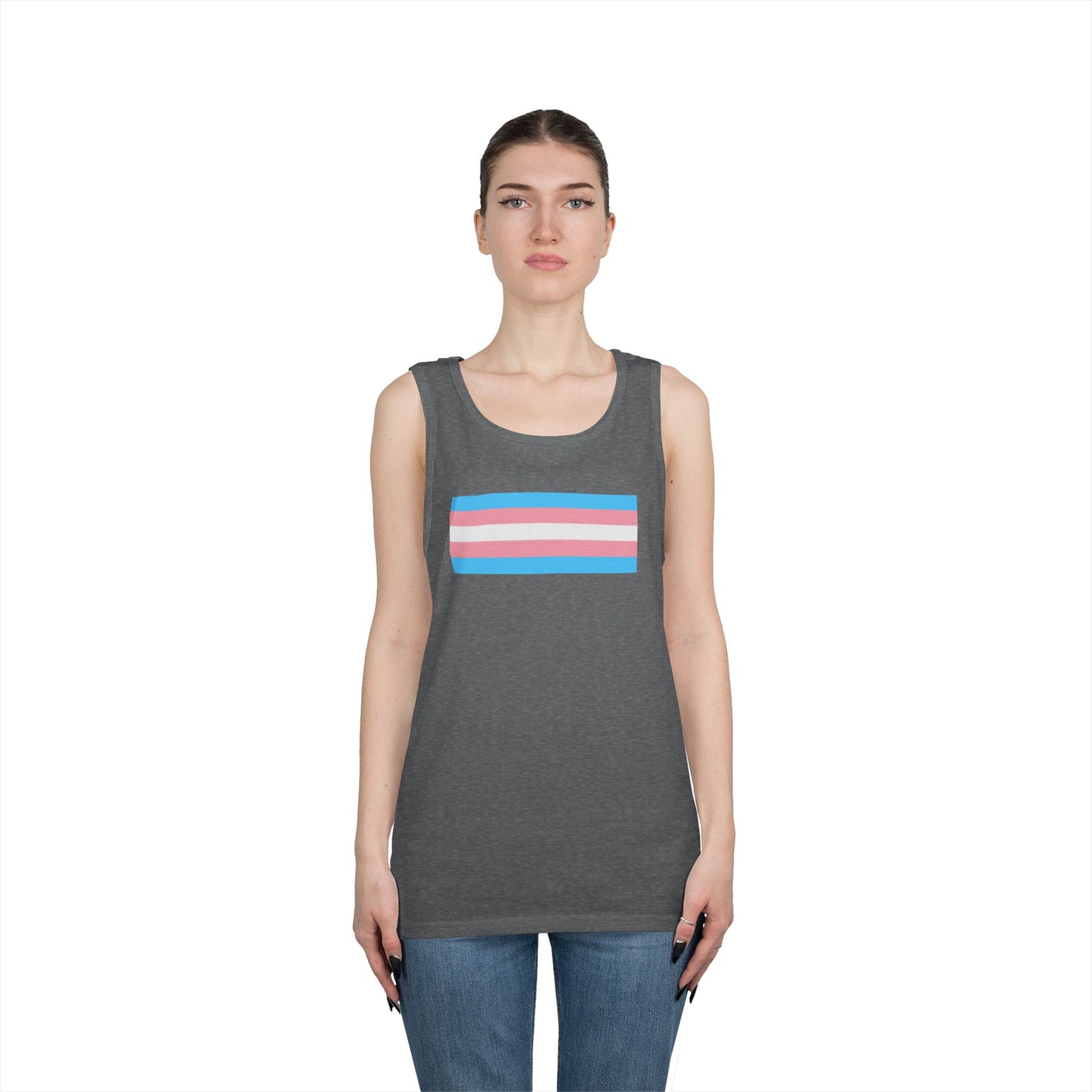 Trans Pride Flag Unisex Heavy Cotton Tank Top