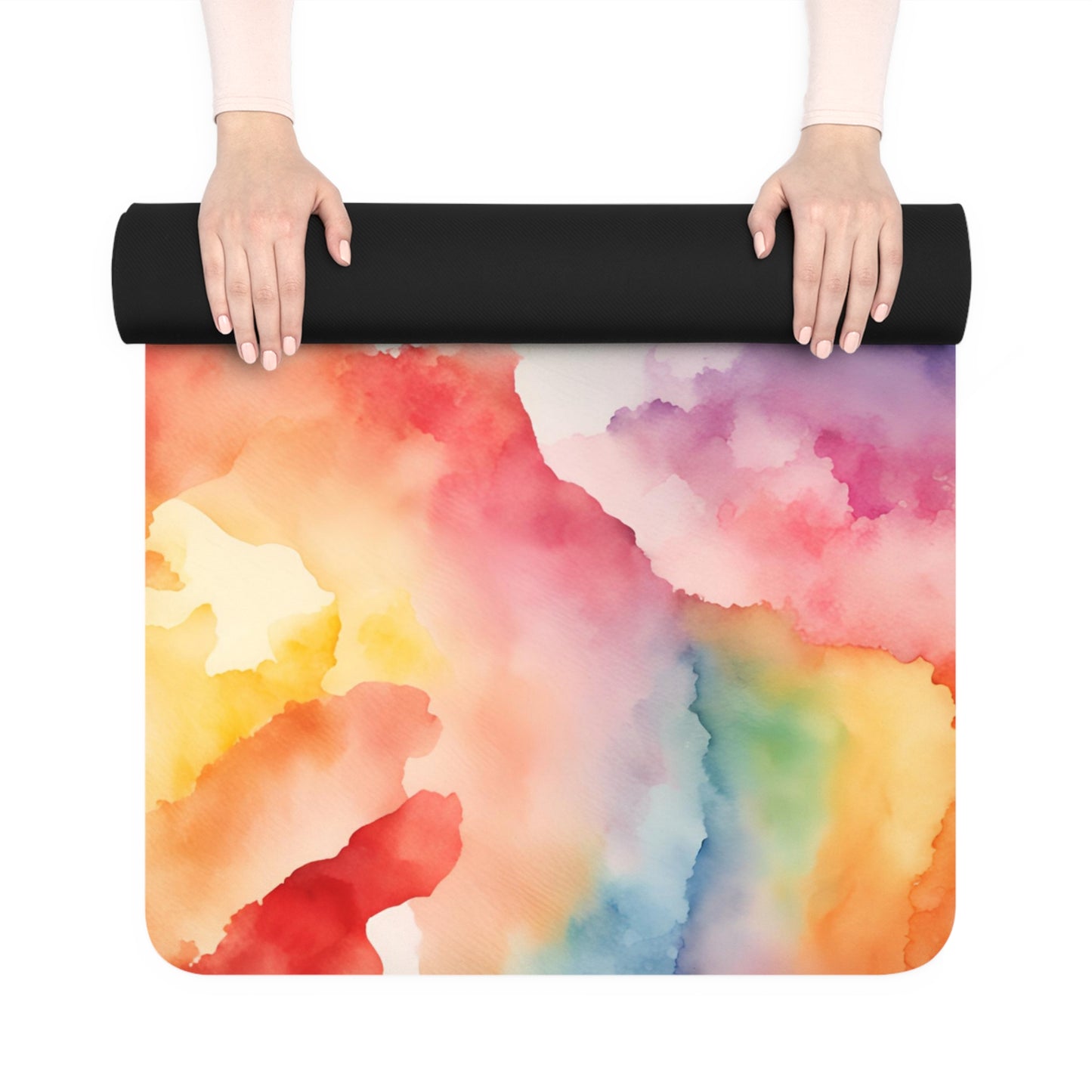Rainbow Watercolor Rubber Yoga Mat