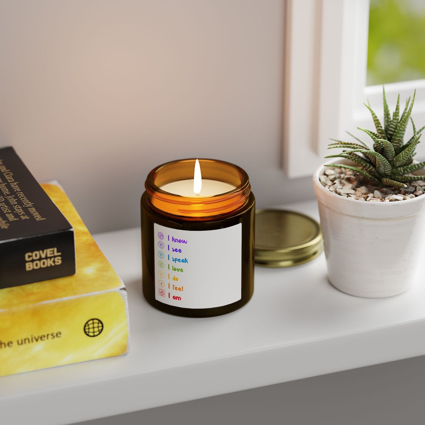 Yoga Chakras Scented Candles, Coconut Apricot Wax (4oz, 9oz)