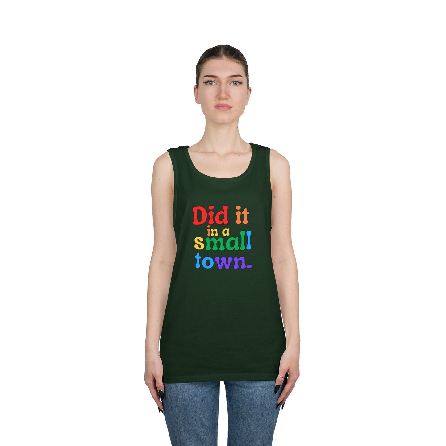 Rainbow Did It In A Small Town Unisex Heavy Cotton Tank Top