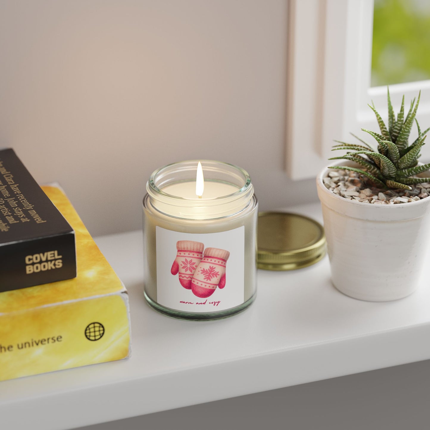 Warm and Cozy Mittens Scented Candles, Coconut Apricot Wax (4oz, 9oz)