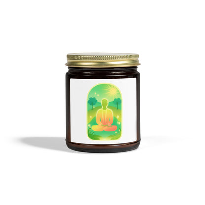 Green Yoga Meditation Scented Candles, Coconut Apricot Wax (4oz, 9oz)