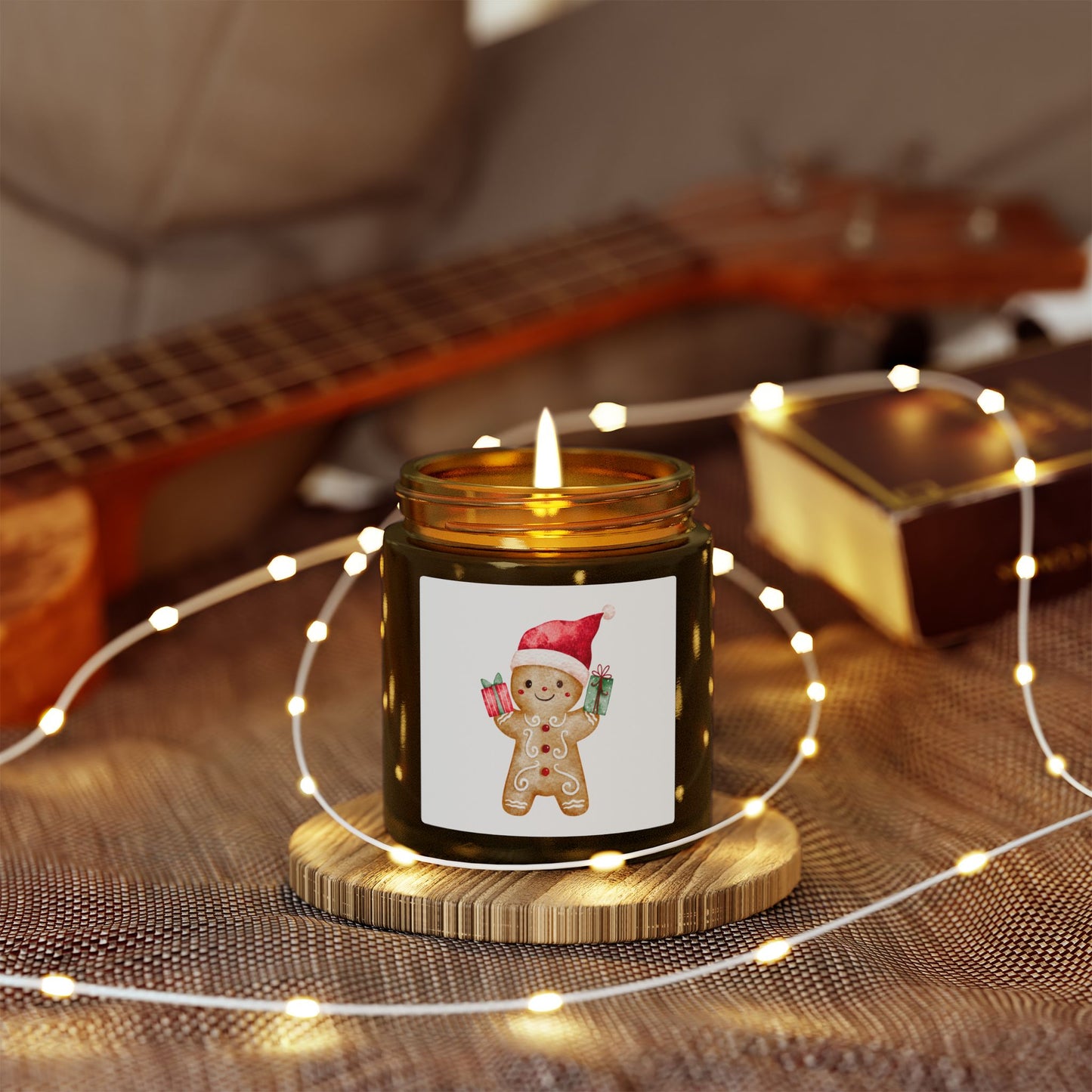 Gingerbread Boy Scented Candles, Coconut Apricot Wax (4oz, 9oz)
