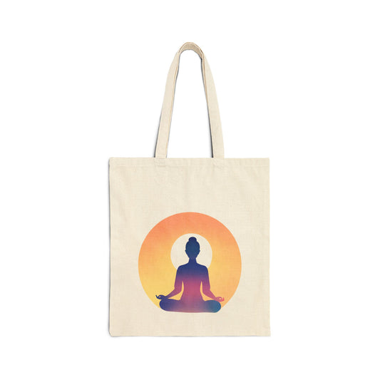 Yoga Sun Meditation Cotton Canvas Tote Bag