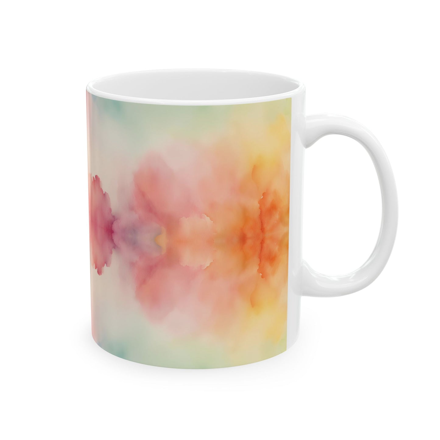 Warm Rainbow Watercolor Ceramic Mug, (11oz, 15oz)