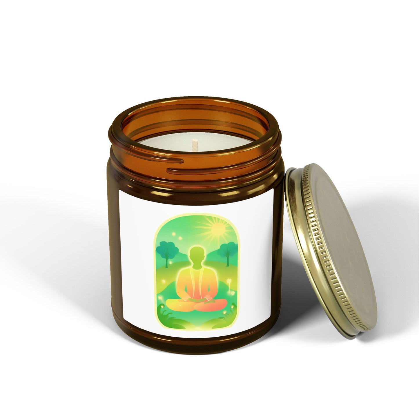 Green Yoga Meditation Scented Candles, Coconut Apricot Wax (4oz, 9oz)