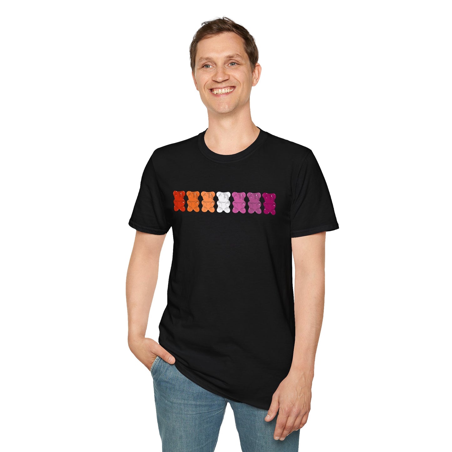 Lesbian Pride Gummy Bears Unisex Softstyle T-Shirt