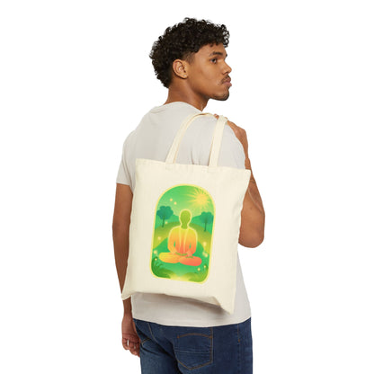 Green Yoga Meditation Cotton Canvas Tote Bag