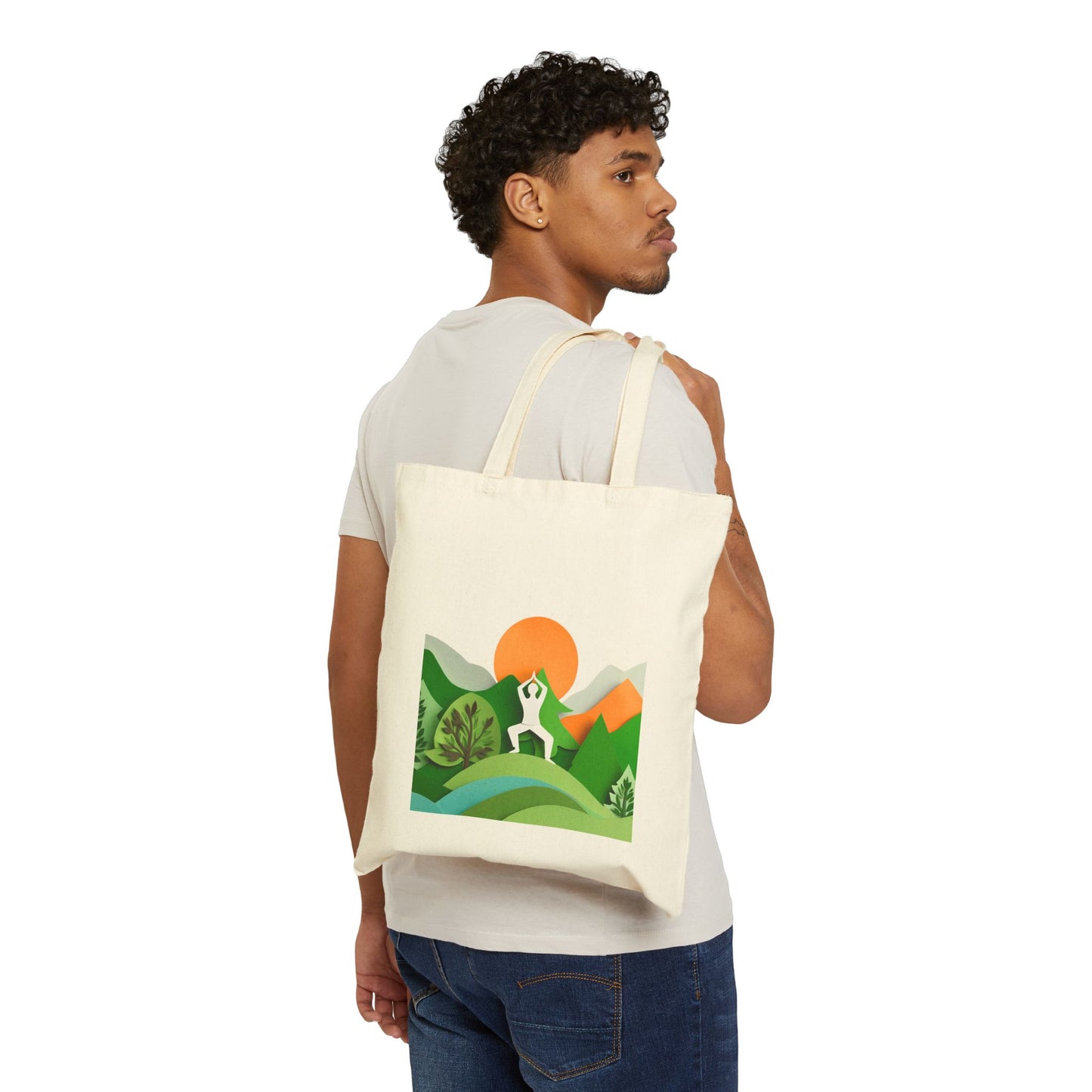 Yoga Forest Cotton Canvas Tote Bag