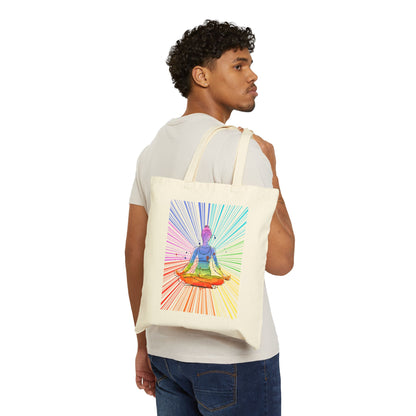 Fractal Rainbow Yoga Cotton Canvas Tote Bag