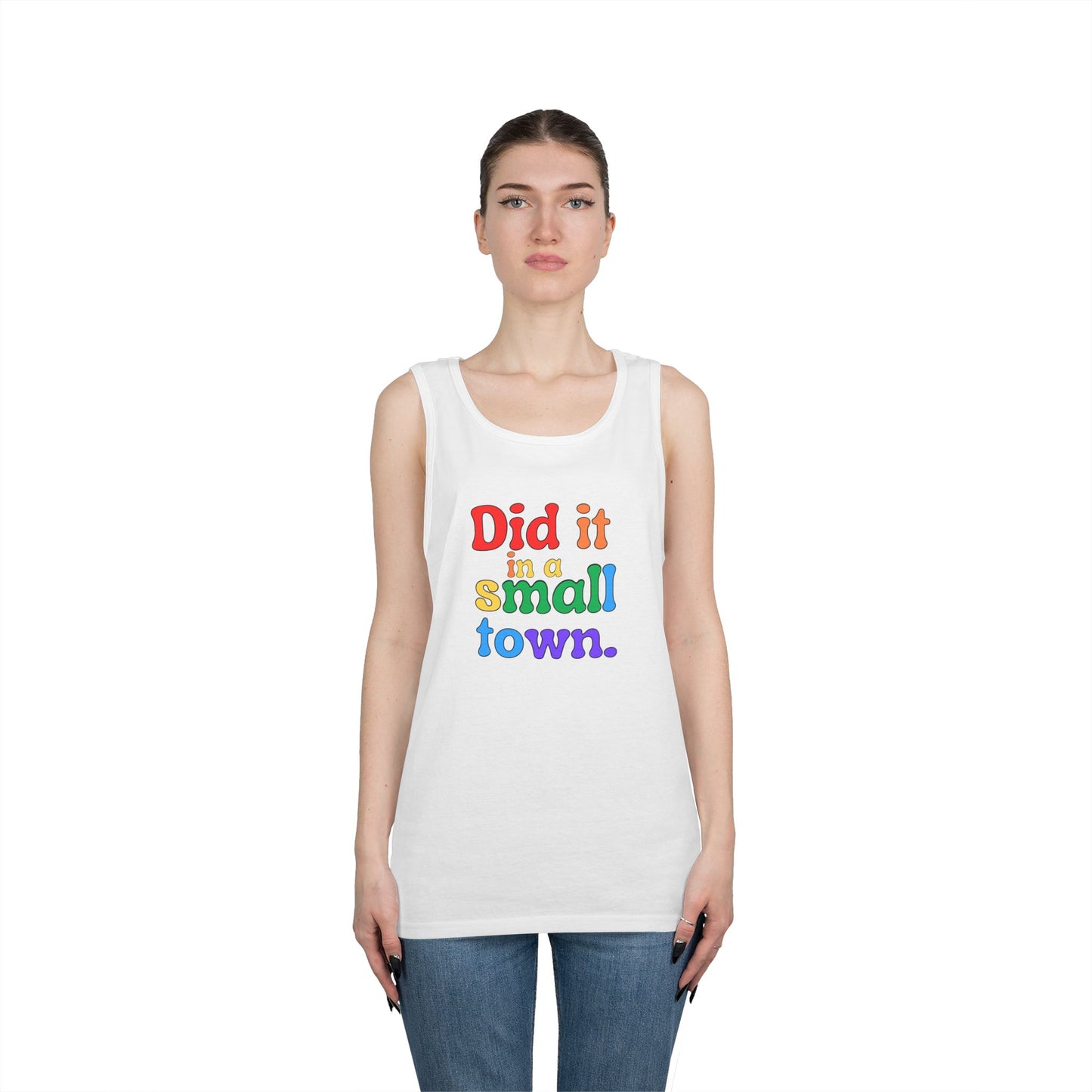 Rainbow Did It In A Small Town Unisex Heavy Cotton Tank Top