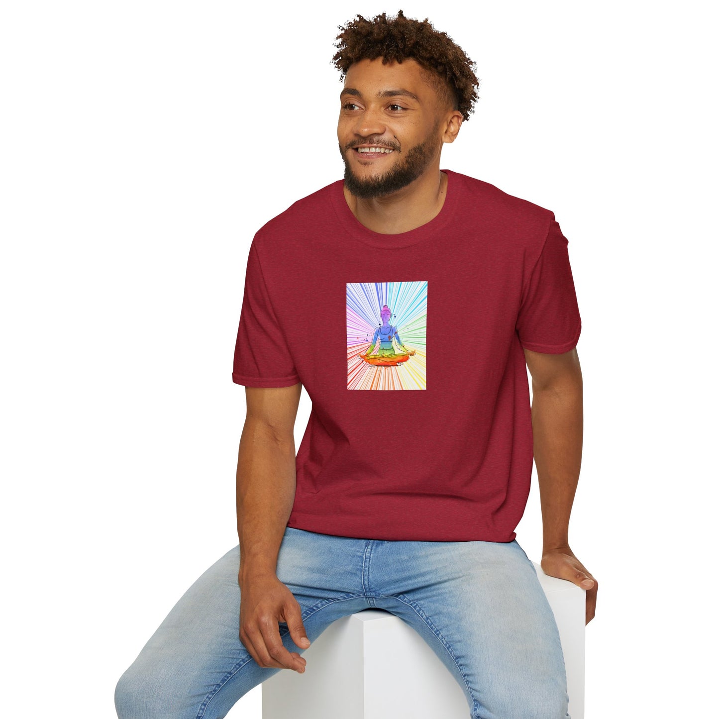 Fractal Rainbow Yoga Unisex Softstyle T-Shirt