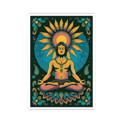 Psychedelic Sunflower Yoga Meditation Kiss-Cut Stickers