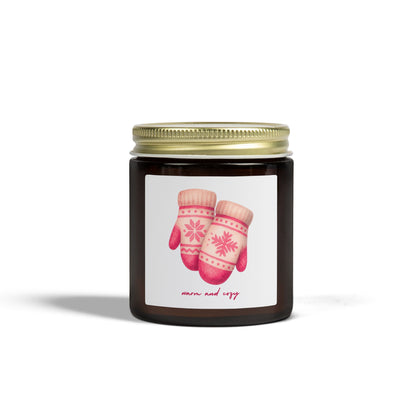 Warm and Cozy Mittens Scented Candles, Coconut Apricot Wax (4oz, 9oz)