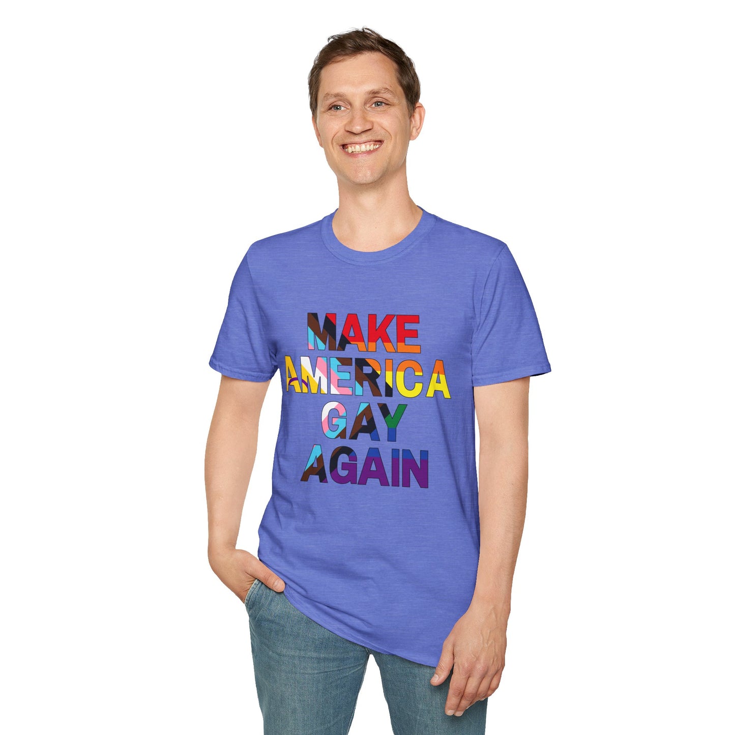 MAGA Make America Gay Again Pride Unisex Softstyle T-Shirt