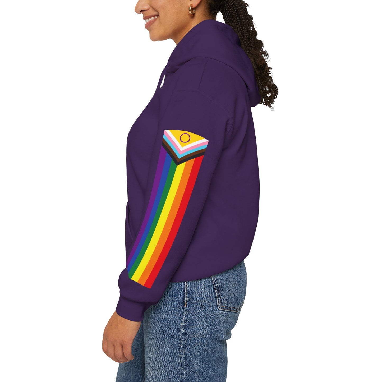 Inclusive Pride Flag Sleaves Unisex Heavy Blend™ Hooded Sweatshirt