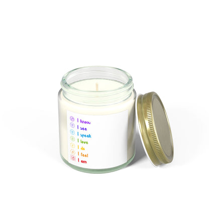 Yoga Chakras Scented Candles, Coconut Apricot Wax (4oz, 9oz)