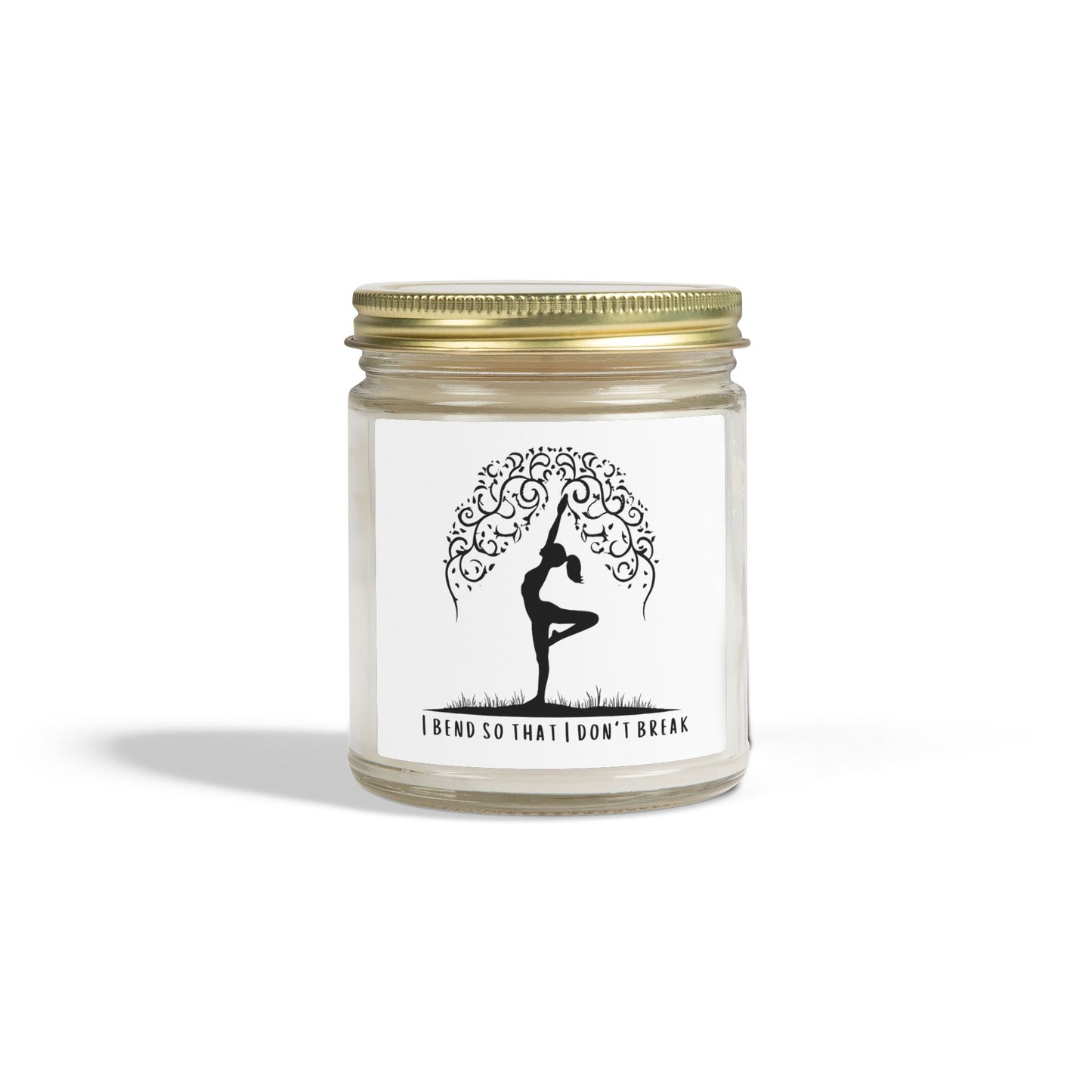 I Bend So That I Don't Break Yoga Scented Candles, Coconut Apricot Wax (4oz, 9oz)