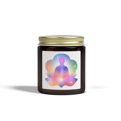 Glowing Lotus Meditation Scented Candles, Coconut Apricot Wax (4oz, 9oz)