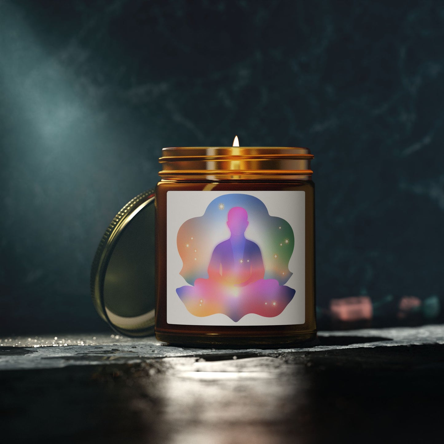 Glowing Lotus Meditation Scented Candles, Coconut Apricot Wax (4oz, 9oz)