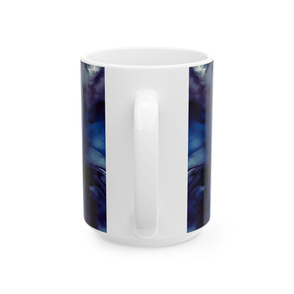 Deep Blue Watercolor Ceramic Mug, (11oz, 15oz)