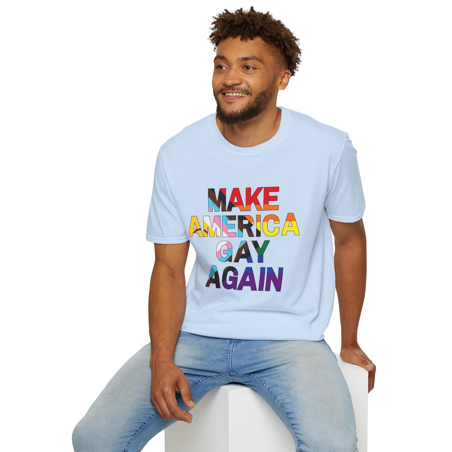 MAGA Make America Gay Again Pride Unisex Softstyle T-Shirt