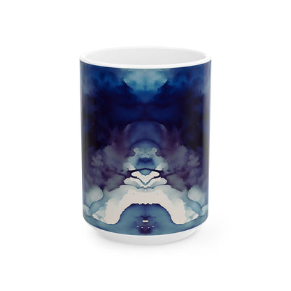 Deep Blue Watercolor Ceramic Mug, (11oz, 15oz)