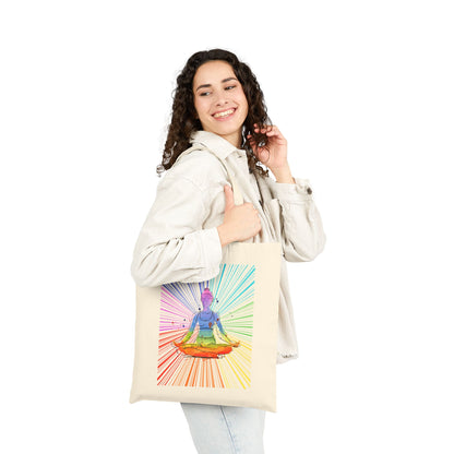 Fractal Rainbow Yoga Cotton Canvas Tote Bag