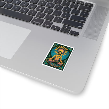 Psychedelic Sunflower Yoga Meditation Kiss-Cut Stickers