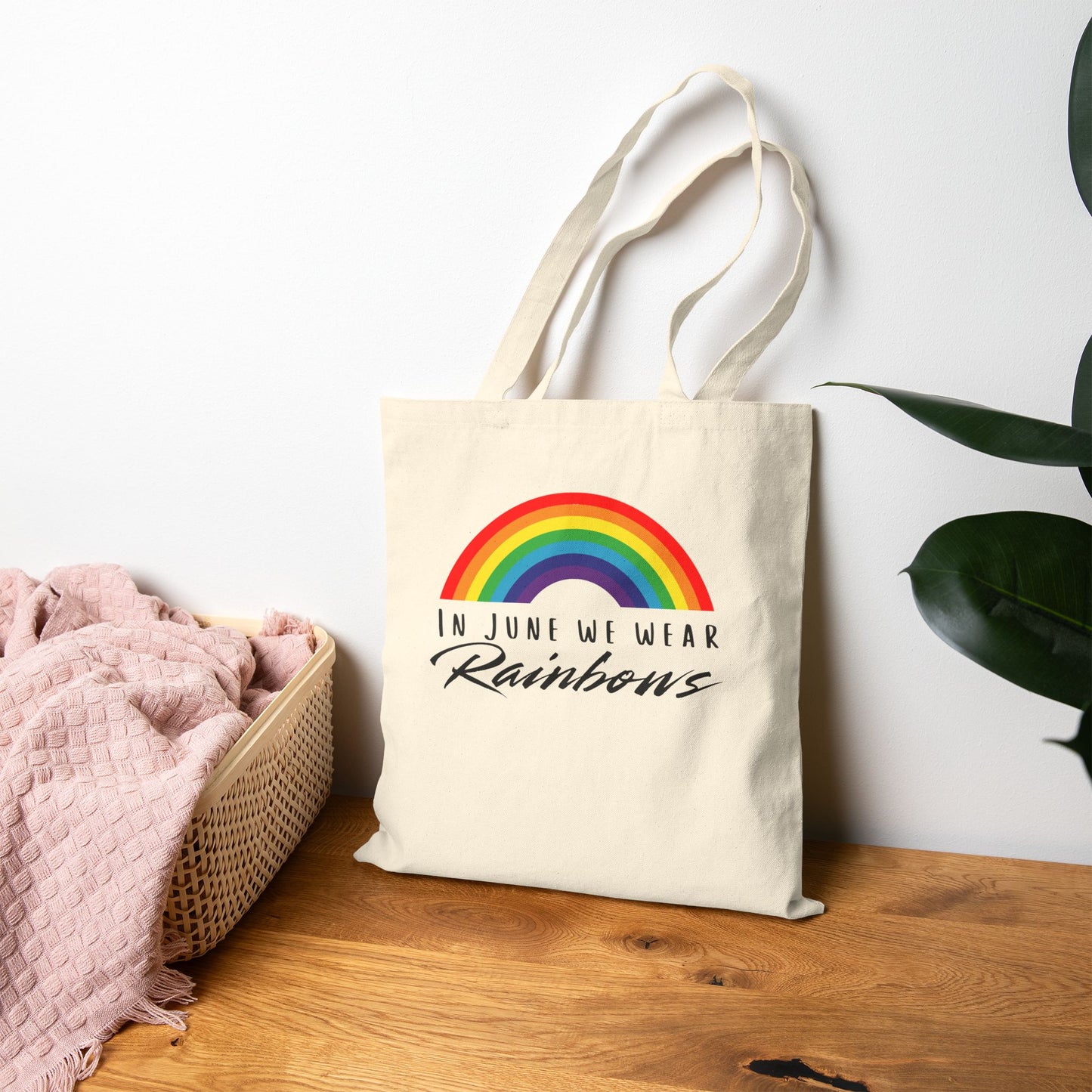 In June We Wear Rainbows Pride Canvas Tote