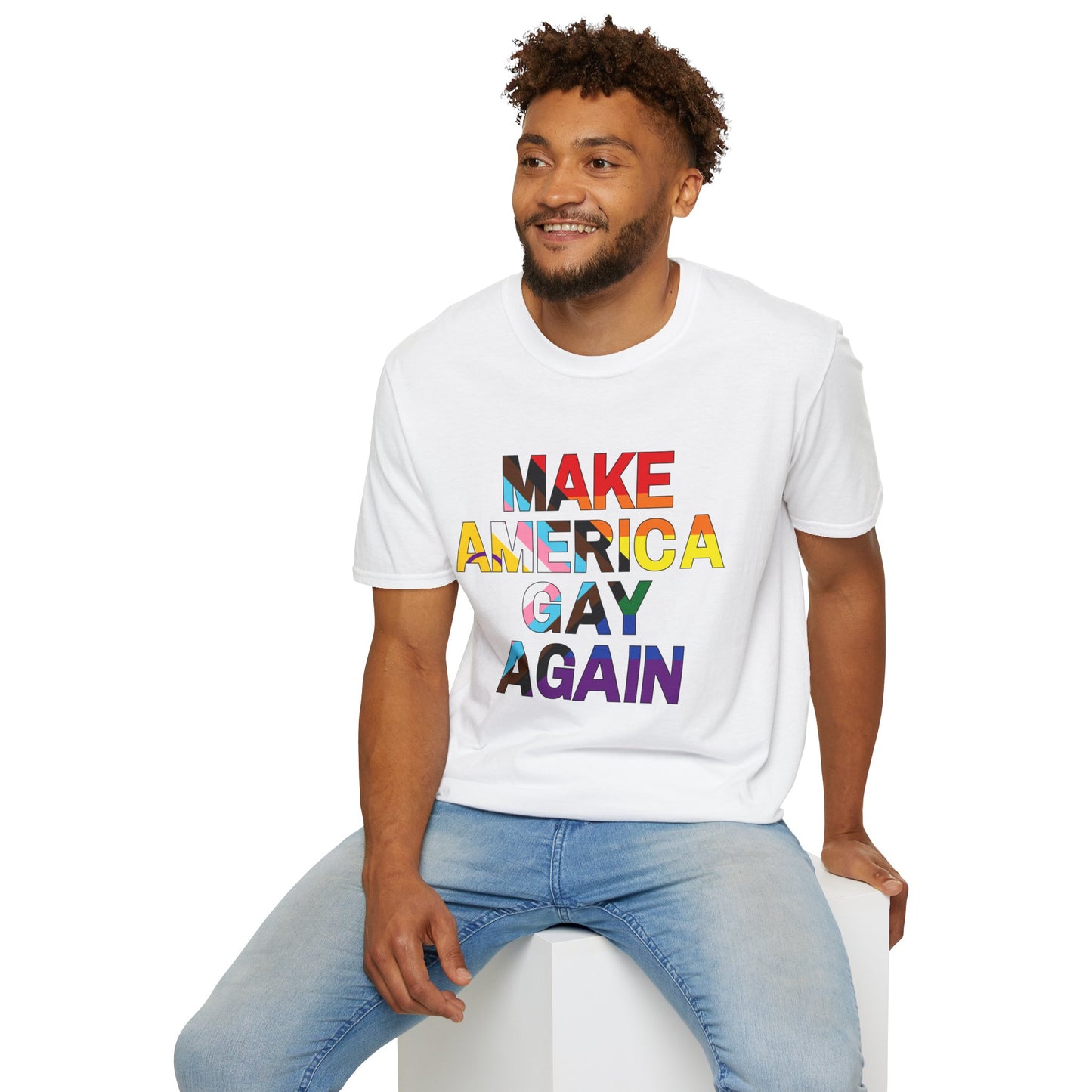 MAGA Make America Gay Again Pride Unisex Softstyle T-Shirt