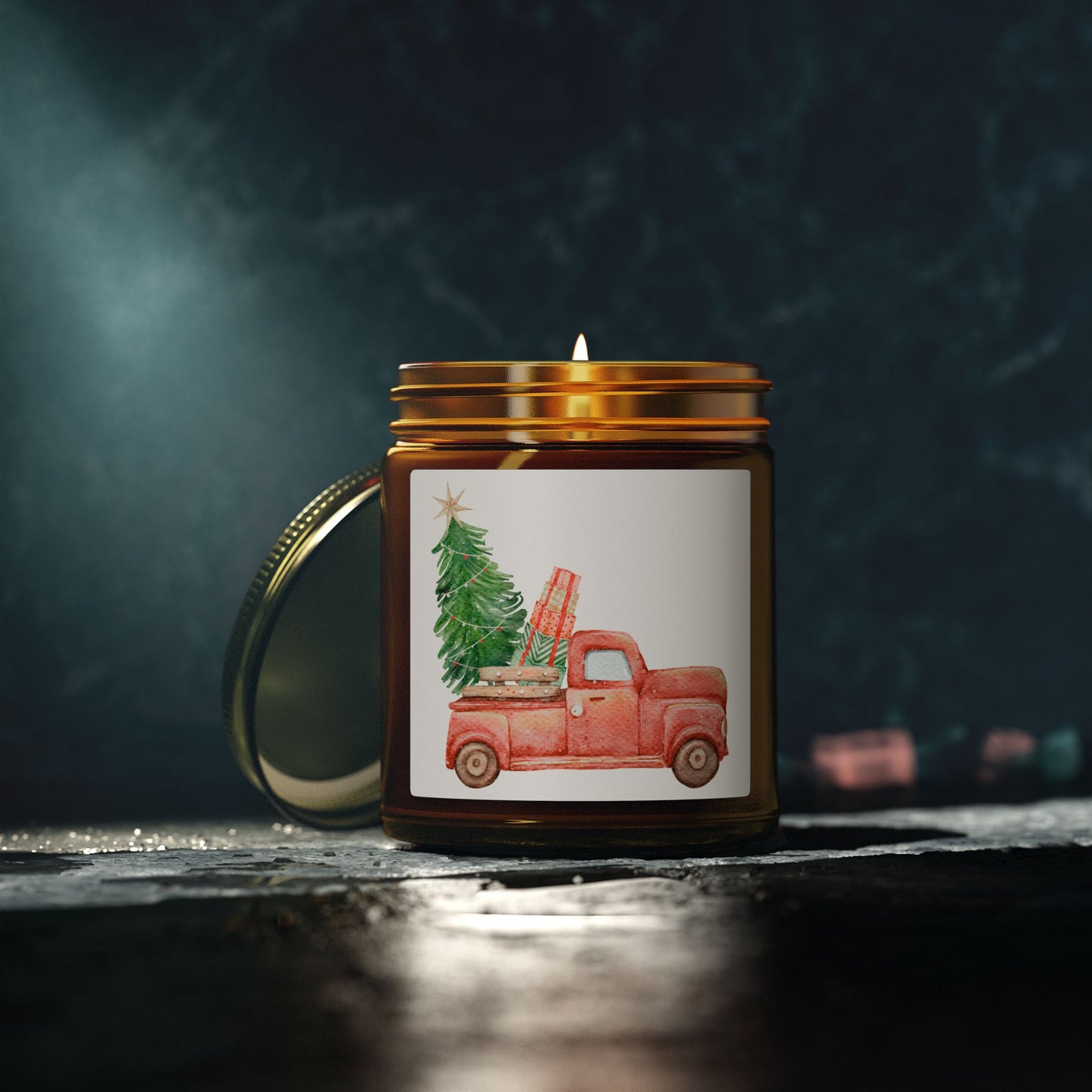 Old Red Truck Scented Candles, Coconut Apricot Wax (4oz, 9oz)