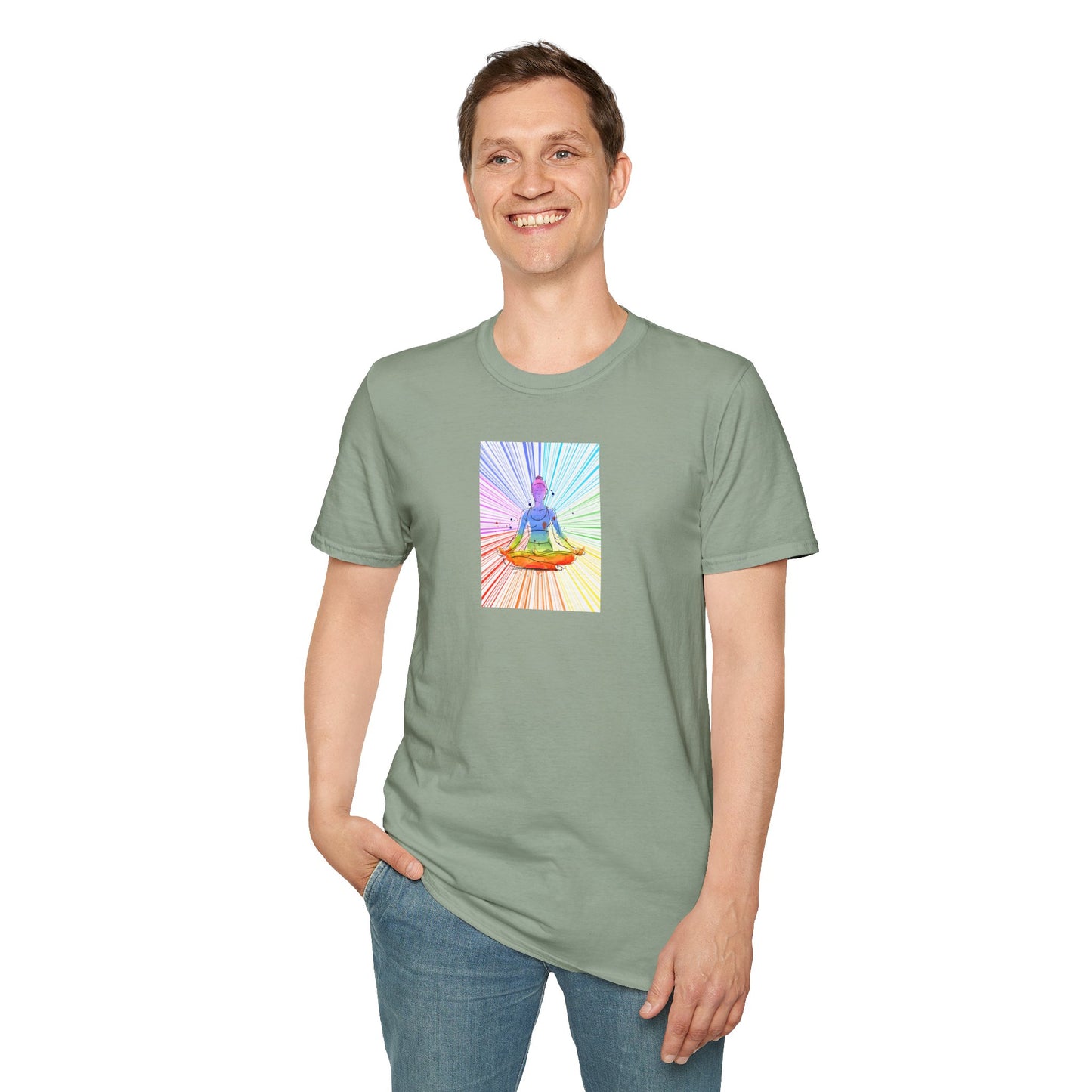 Fractal Rainbow Yoga Unisex Softstyle T-Shirt